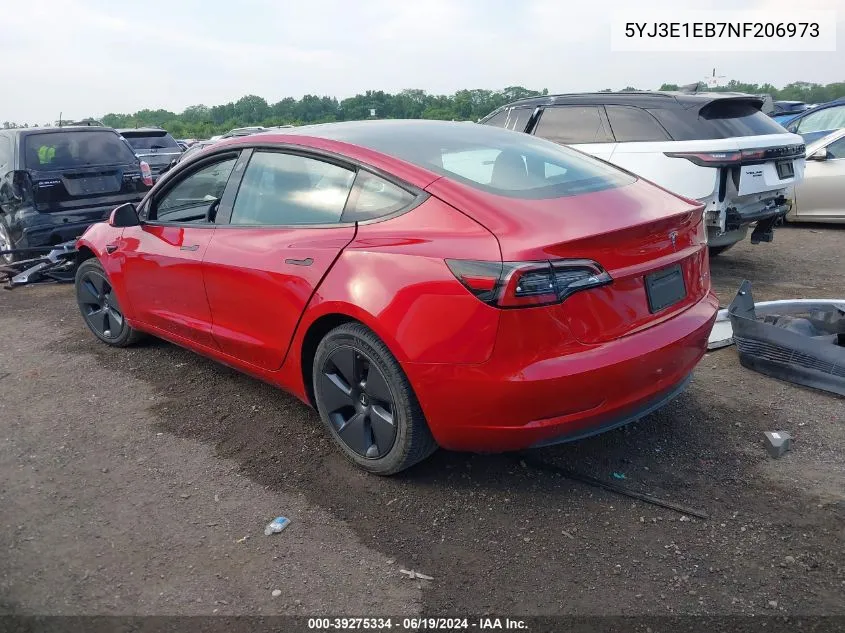 2022 Tesla Model 3 Long Range Dual Motor All-Wheel Drive VIN: 5YJ3E1EB7NF206973 Lot: 39275334