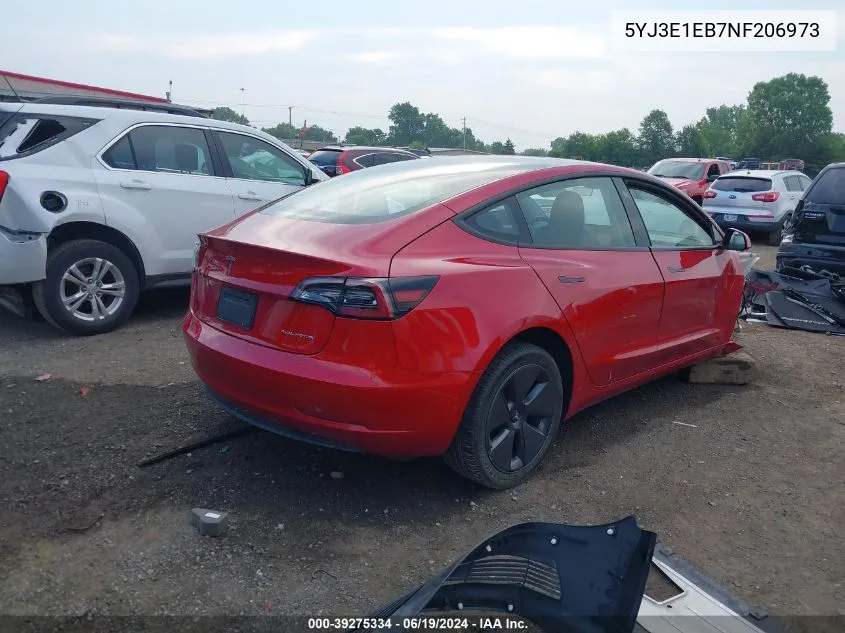 2022 Tesla Model 3 Long Range Dual Motor All-Wheel Drive VIN: 5YJ3E1EB7NF206973 Lot: 39275334