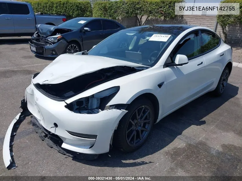 5YJ3E1EA6NF142755 2022 Tesla Model 3 Rear-Wheel Drive