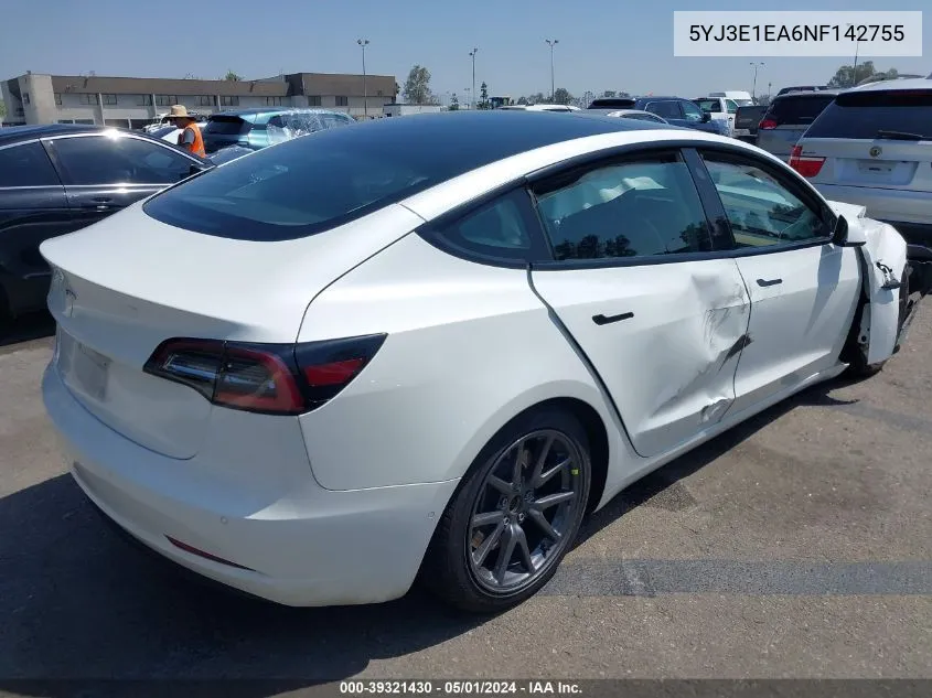 5YJ3E1EA6NF142755 2022 Tesla Model 3 Rear-Wheel Drive