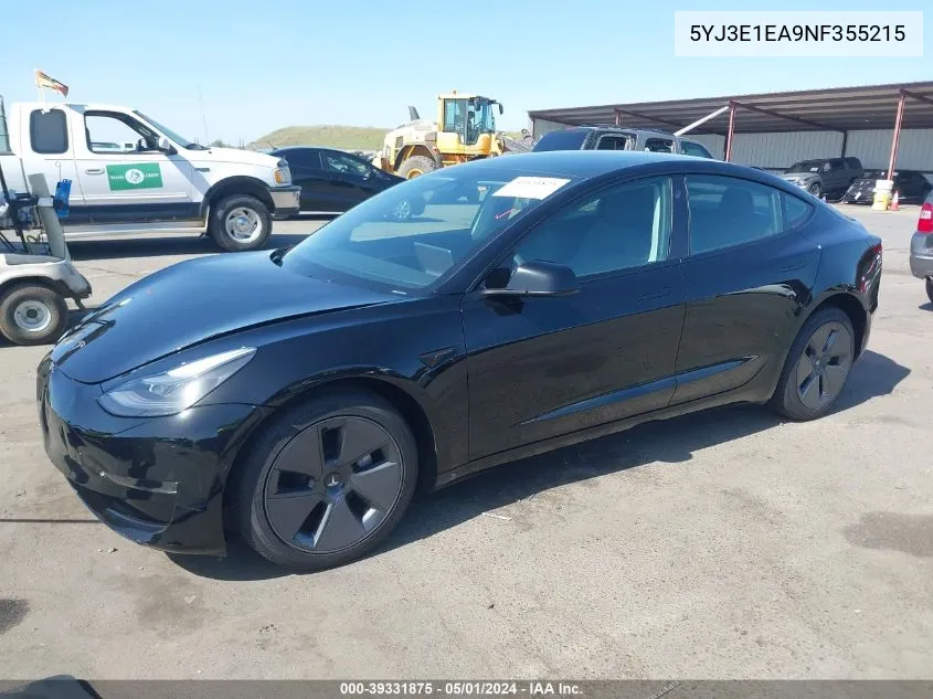 5YJ3E1EA9NF355215 2022 Tesla Model 3 Rear-Wheel Drive