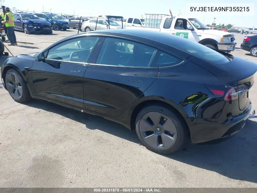 5YJ3E1EA9NF355215 2022 Tesla Model 3 Rear-Wheel Drive