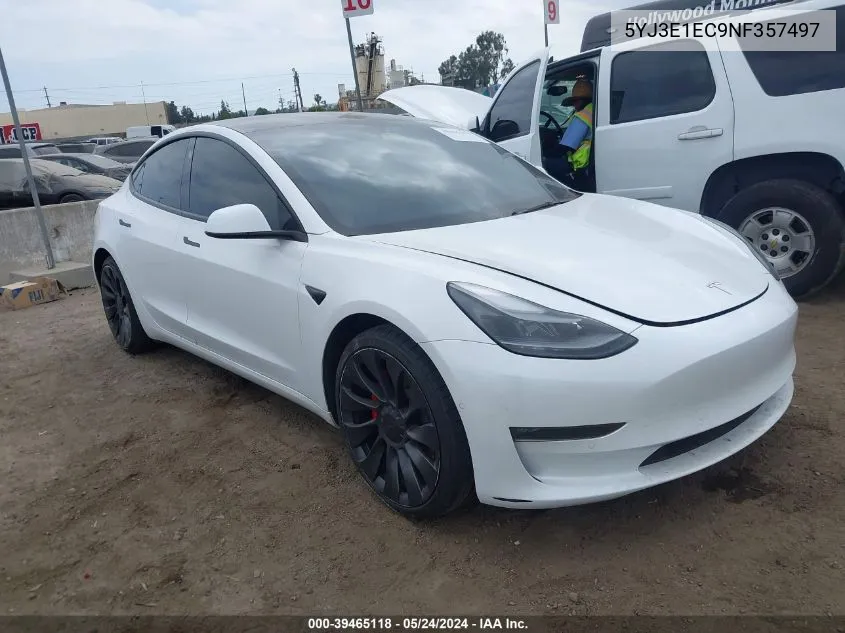 2022 Tesla Model 3 Performance Dual Motor All-Wheel Drive VIN: 5YJ3E1EC9NF357497 Lot: 39465118