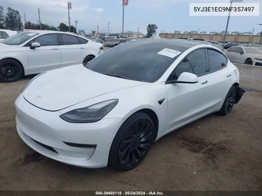 2022 Tesla Model 3 Performance Dual Motor All-Wheel Drive VIN: 5YJ3E1EC9NF357497 Lot: 39465118