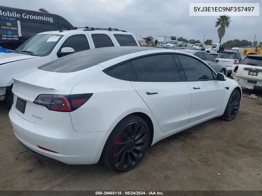 2022 Tesla Model 3 Performance Dual Motor All-Wheel Drive VIN: 5YJ3E1EC9NF357497 Lot: 39465118