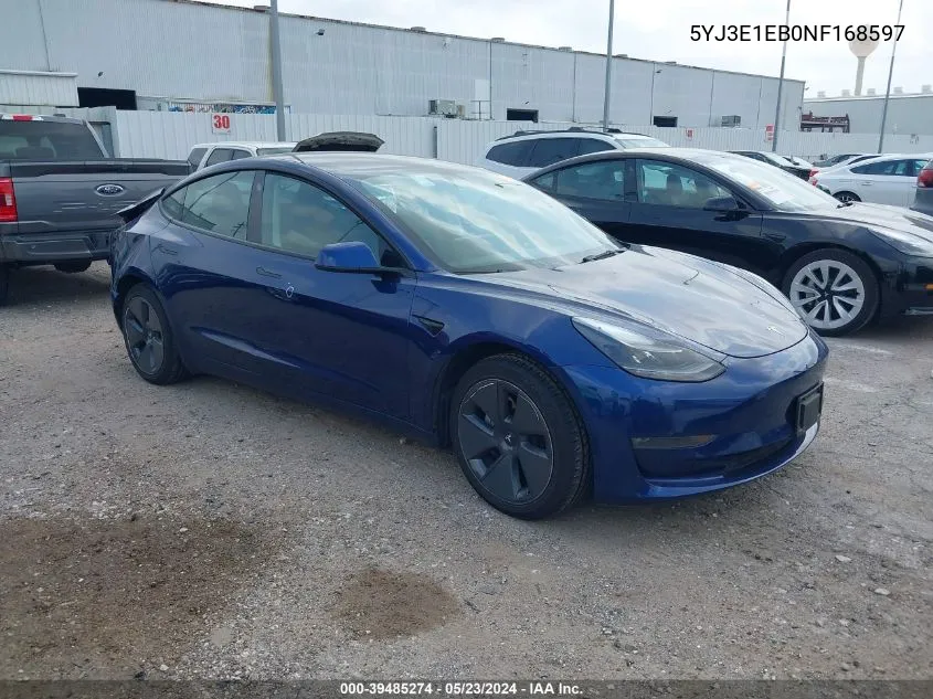 2022 Tesla Model 3 Long Range Dual Motor All-Wheel Drive VIN: 5YJ3E1EB0NF168597 Lot: 39485274