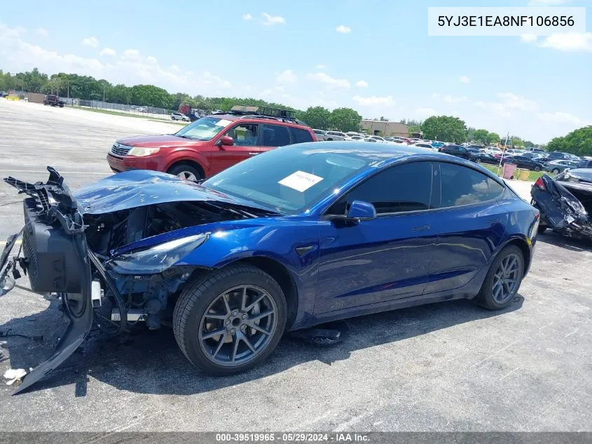 5YJ3E1EA8NF106856 2022 Tesla Model 3 Rear-Wheel Drive