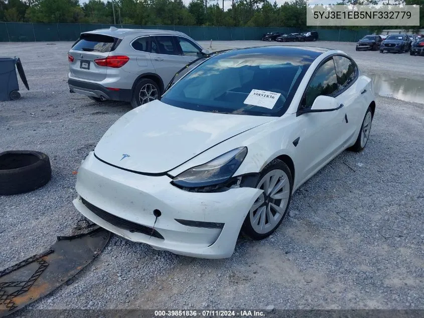 2022 Tesla Model 3 Long Range Dual Motor All-Wheel Drive VIN: 5YJ3E1EB5NF332779 Lot: 39851836