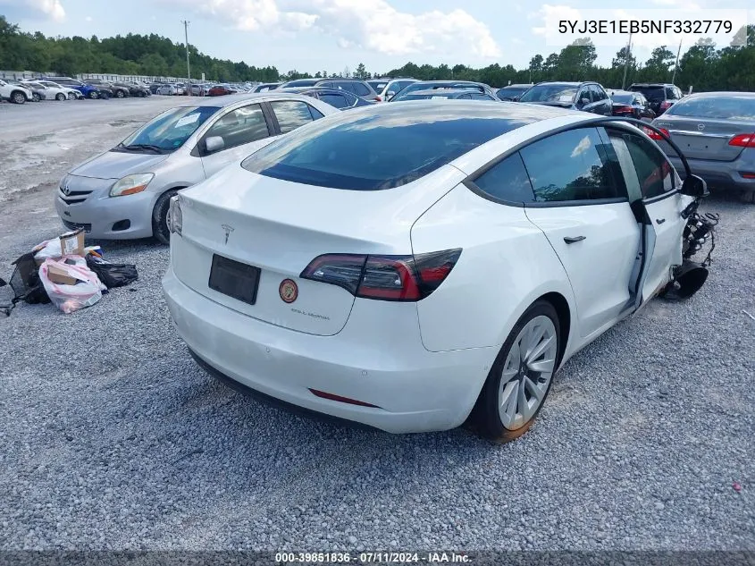 2022 Tesla Model 3 Long Range Dual Motor All-Wheel Drive VIN: 5YJ3E1EB5NF332779 Lot: 39851836