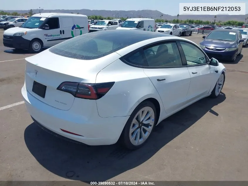 2022 Tesla Model 3 Long Range Dual Motor All-Wheel Drive VIN: 5YJ3E1EB6NF212053 Lot: 39890532