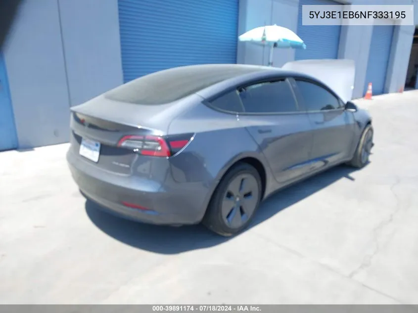 2022 Tesla Model 3 Long Range Dual Motor All-Wheel Drive VIN: 5YJ3E1EB6NF333195 Lot: 39891174