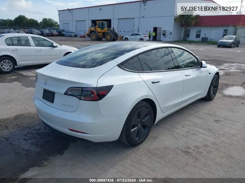 2022 Tesla Model 3 Long Range Dual Motor All-Wheel Drive VIN: 5YJ3E1EBXNF182927 Lot: 39897435