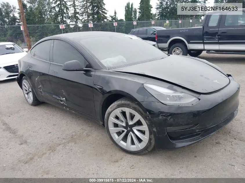 2022 Tesla Model 3 Long Range Dual Motor All-Wheel Drive VIN: 5YJ3E1EB2NF164633 Lot: 39915875