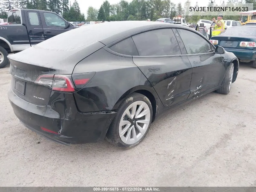 2022 Tesla Model 3 Long Range Dual Motor All-Wheel Drive VIN: 5YJ3E1EB2NF164633 Lot: 39915875