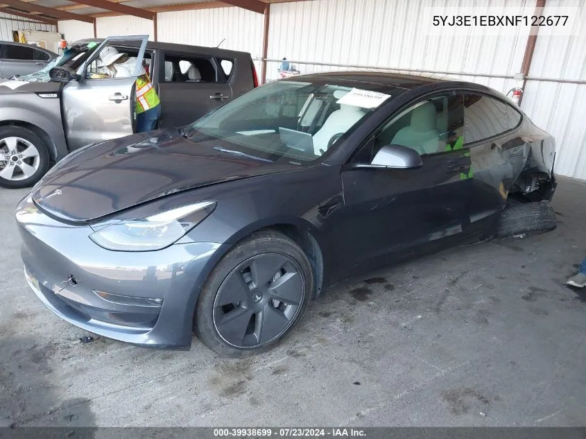 2022 Tesla Model 3 Long Range Dual Motor All-Wheel Drive VIN: 5YJ3E1EBXNF122677 Lot: 39938699