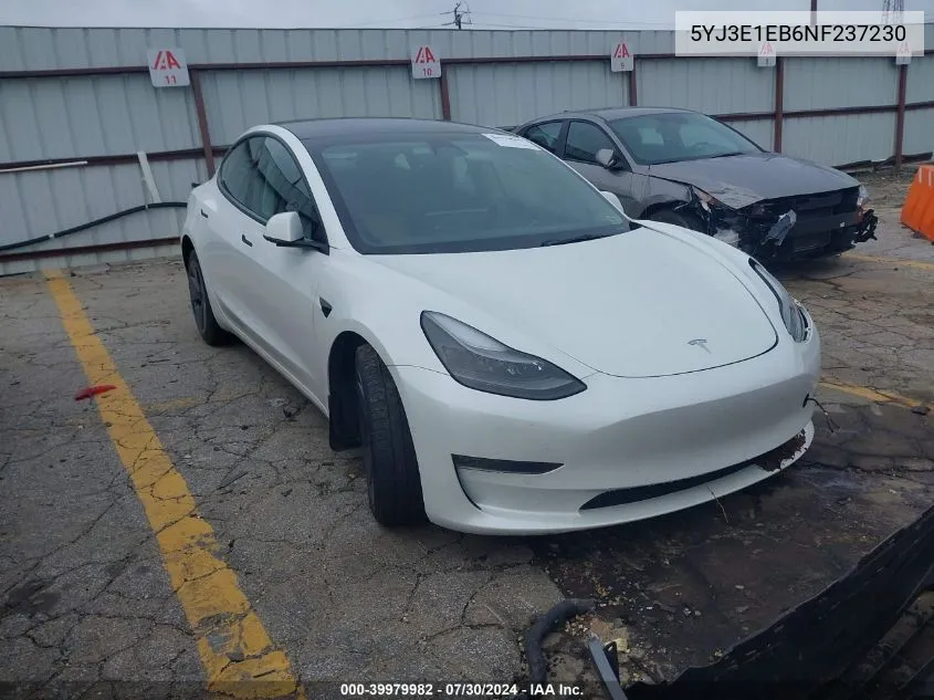 2022 Tesla Model 3 Long Range Dual Motor All-Wheel Drive VIN: 5YJ3E1EB6NF237230 Lot: 39979982