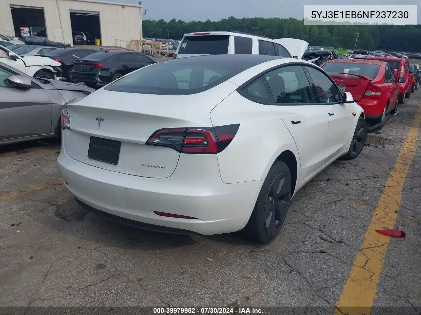 2022 Tesla Model 3 Long Range Dual Motor All-Wheel Drive VIN: 5YJ3E1EB6NF237230 Lot: 39979982