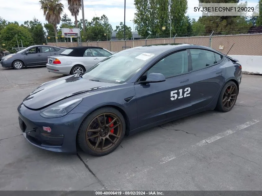 2022 Tesla Model 3 Performance Dual Motor All-Wheel Drive VIN: 5YJ3E1EC9NF129029 Lot: 40006419