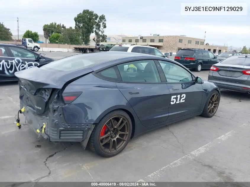 2022 Tesla Model 3 Performance Dual Motor All-Wheel Drive VIN: 5YJ3E1EC9NF129029 Lot: 40006419