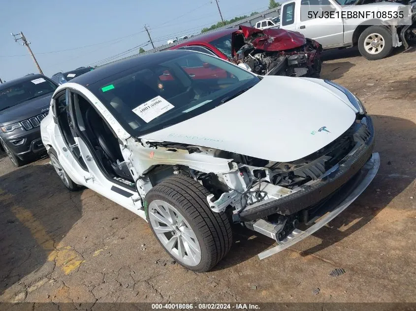 5YJ3E1EB8NF108535 2022 Tesla Model 3