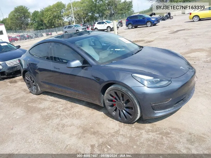 2022 Tesla Model 3 Performance Dual Motor All-Wheel Drive VIN: 5YJ3E1EC7NF163339 Lot: 40057657