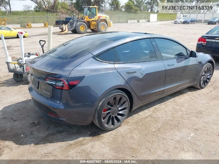 2022 Tesla Model 3 Performance Dual Motor All-Wheel Drive VIN: 5YJ3E1EC7NF163339 Lot: 40057657