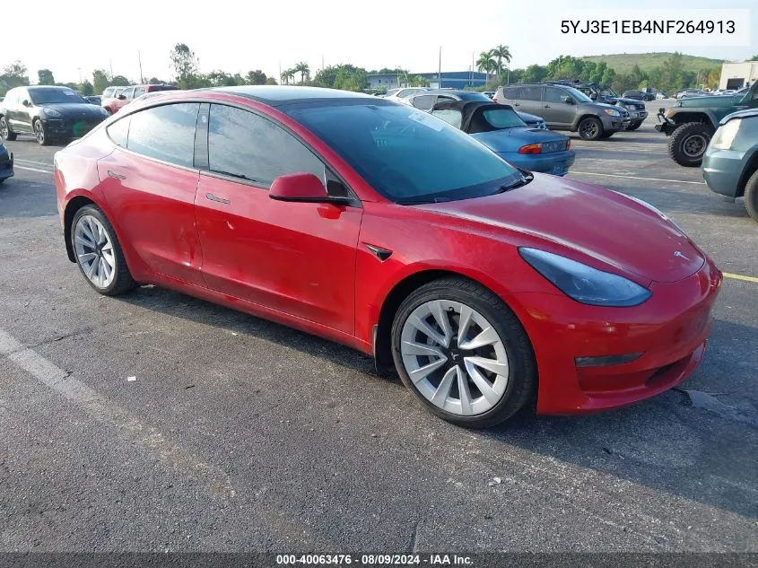 2022 Tesla Model 3 Long Range Dual Motor All-Wheel Drive VIN: 5YJ3E1EB4NF264913 Lot: 40063476