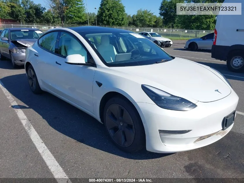 5YJ3E1EAXNF123321 2022 Tesla Model 3 Rear-Wheel Drive