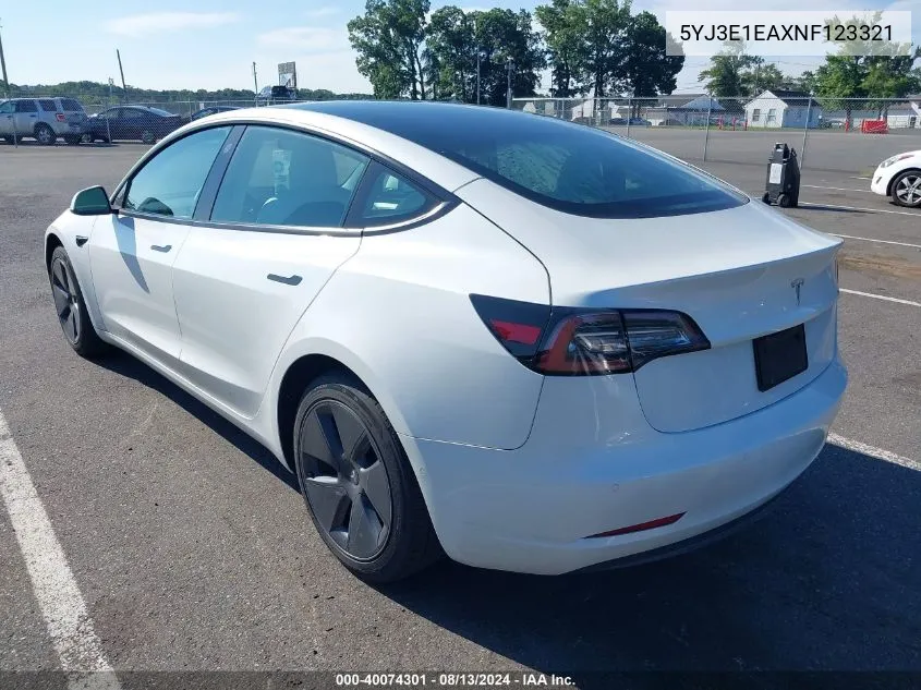 5YJ3E1EAXNF123321 2022 Tesla Model 3 Rear-Wheel Drive