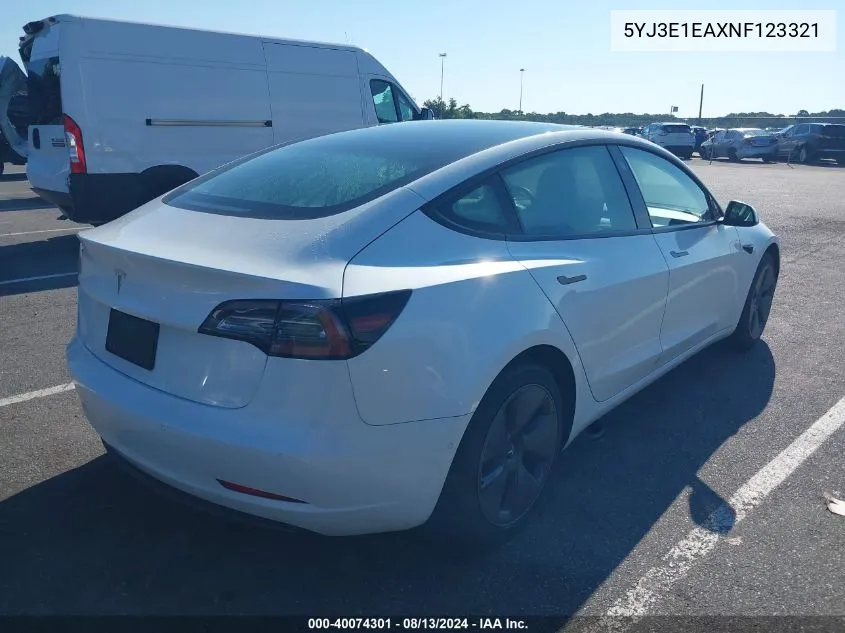 5YJ3E1EAXNF123321 2022 Tesla Model 3 Rear-Wheel Drive