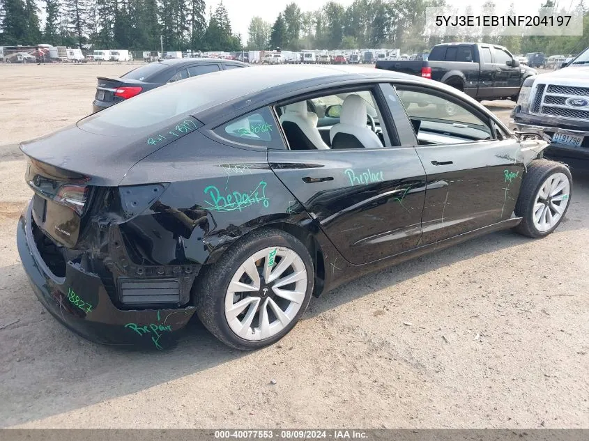 2022 Tesla Model 3 Long Range Dual Motor All-Wheel Drive VIN: 5YJ3E1EB1NF204197 Lot: 40077553