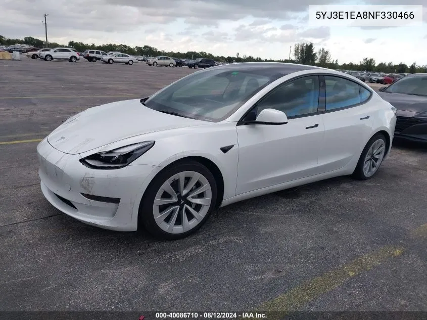 5YJ3E1EA8NF330466 2022 Tesla Model 3 Rear-Wheel Drive