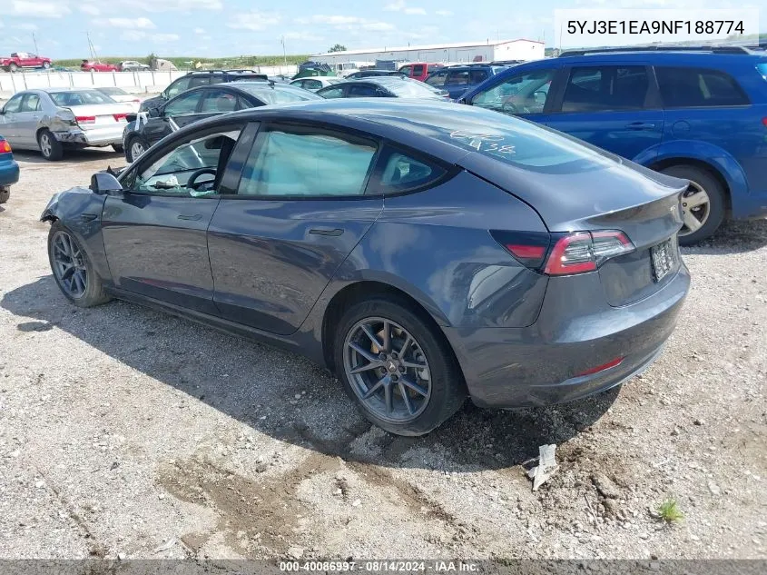 5YJ3E1EA9NF188774 2022 Tesla Model 3 Rear-Wheel Drive