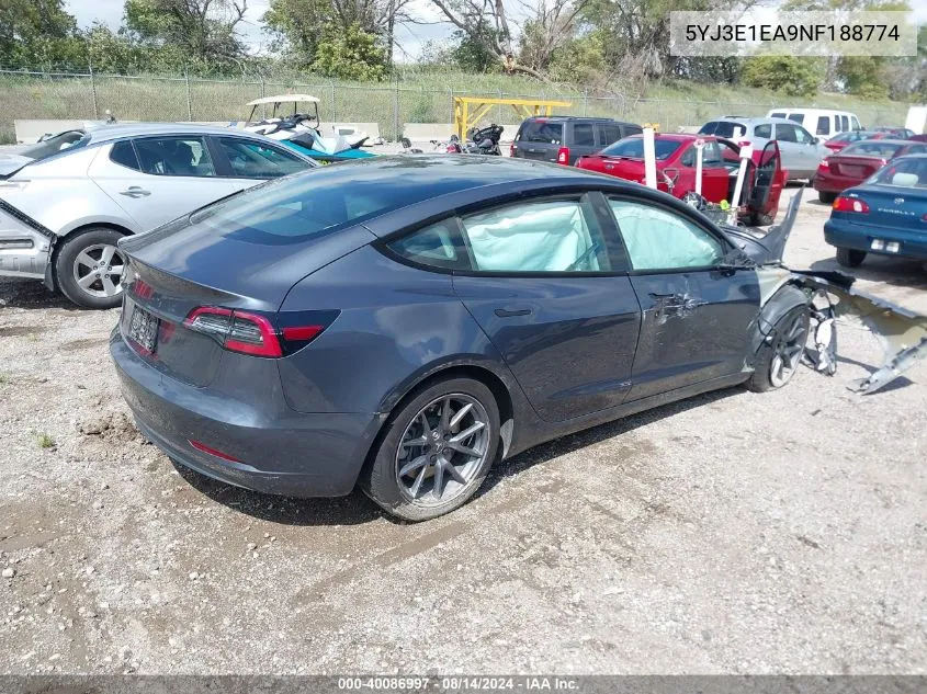 5YJ3E1EA9NF188774 2022 Tesla Model 3 Rear-Wheel Drive