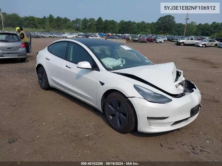 5YJ3E1EB2NF106912 2022 Tesla Model 3 Long Range Dual Motor All-Wheel Drive