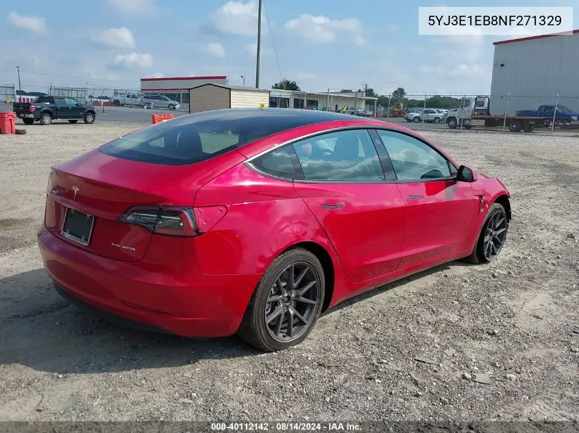 2022 Tesla Model 3 Long Range Dual Motor All-Wheel Drive VIN: 5YJ3E1EB8NF271329 Lot: 40112142