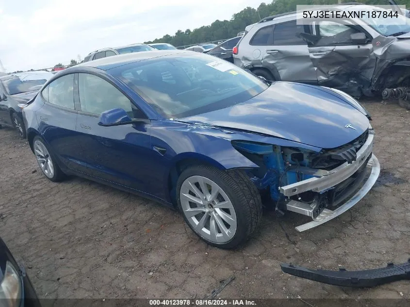 5YJ3E1EAXNF187844 2022 Tesla Model 3 Rear-Wheel Drive