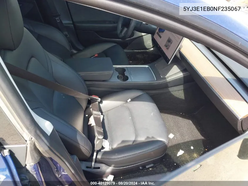 5YJ3E1EB0NF235067 2022 Tesla Model 3