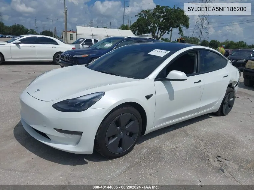 5YJ3E1EA5NF186200 2022 Tesla Model 3 Rear-Wheel Drive