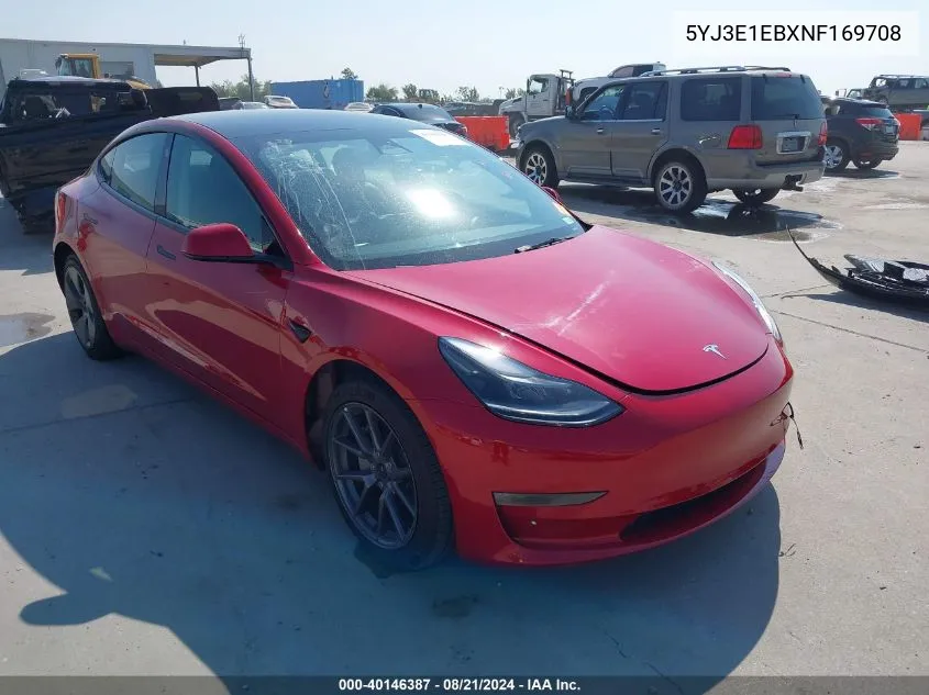 2022 Tesla Model 3 Long Range Dual Motor All-Wheel Drive VIN: 5YJ3E1EBXNF169708 Lot: 40146387