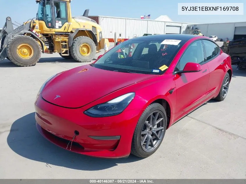 2022 Tesla Model 3 Long Range Dual Motor All-Wheel Drive VIN: 5YJ3E1EBXNF169708 Lot: 40146387