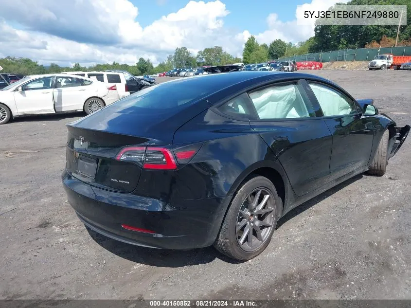 2022 Tesla Model 3 Long Range Dual Motor All-Wheel Drive VIN: 5YJ3E1EB6NF249880 Lot: 40150852