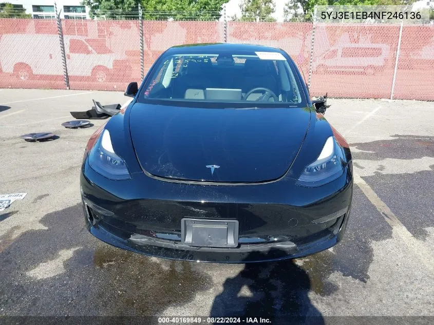 2022 Tesla Model 3 Long Range Dual Motor All-Wheel Drive VIN: 5YJ3E1EB4NF246136 Lot: 40169849