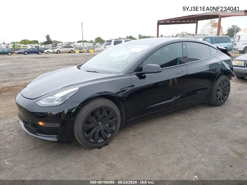 5YJ3E1EA0NF234041 2022 Tesla Model 3 Rear-Wheel Drive