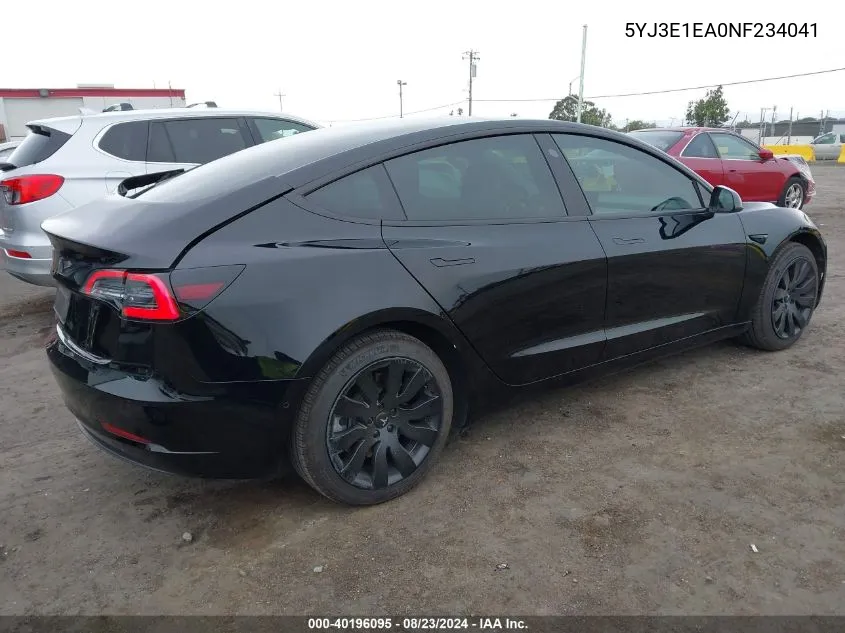 5YJ3E1EA0NF234041 2022 Tesla Model 3 Rear-Wheel Drive