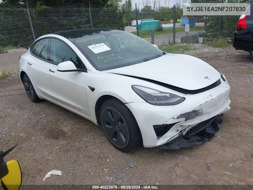 5YJ3E1EA2NF207830 2022 Tesla Model 3 Rear-Wheel Drive