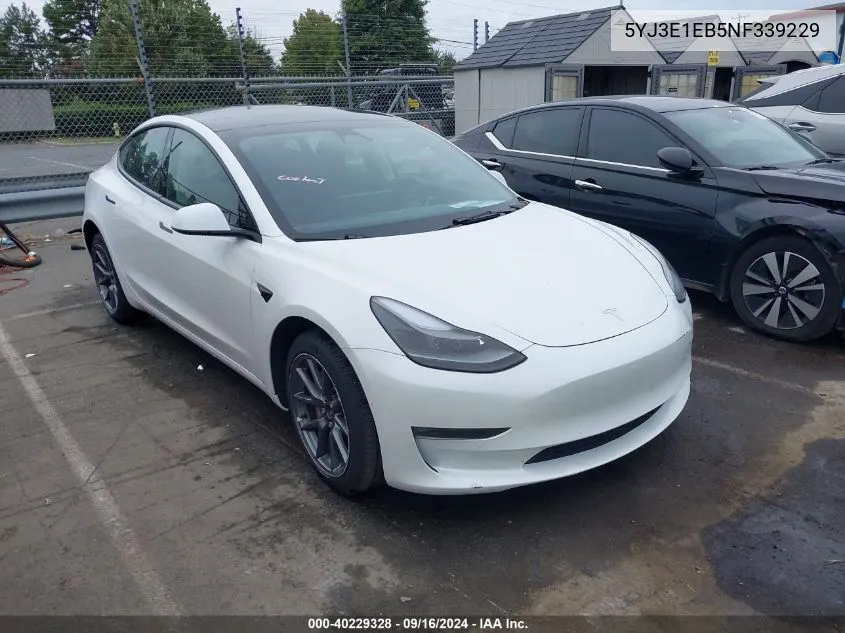 2022 Tesla Model 3 Long Range Dual Motor All-Wheel Drive VIN: 5YJ3E1EB5NF339229 Lot: 40229328