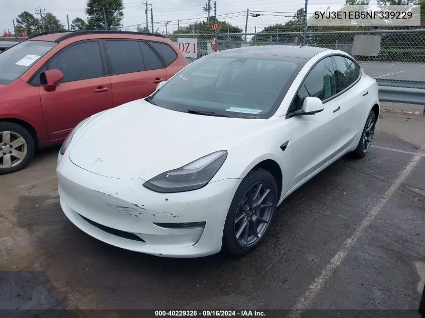 2022 Tesla Model 3 Long Range Dual Motor All-Wheel Drive VIN: 5YJ3E1EB5NF339229 Lot: 40229328