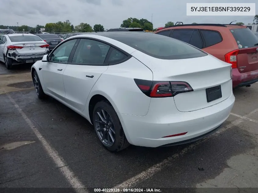 2022 Tesla Model 3 Long Range Dual Motor All-Wheel Drive VIN: 5YJ3E1EB5NF339229 Lot: 40229328