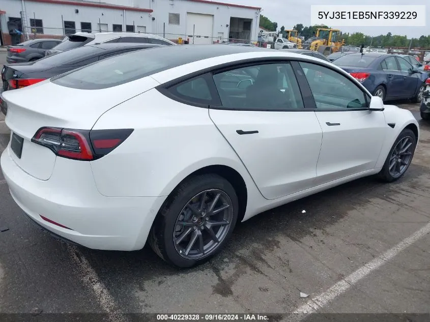 2022 Tesla Model 3 Long Range Dual Motor All-Wheel Drive VIN: 5YJ3E1EB5NF339229 Lot: 40229328